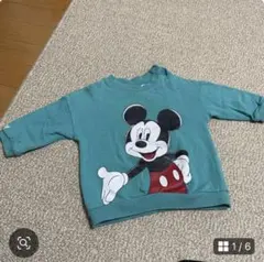 H&M スウェット ベイビートレーナー ディズニー　ミッキー 70サイズ 緑