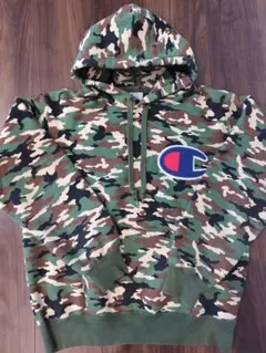 Champion 迷彩柄 パーカー 裏起毛 LARGE