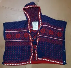 ノルディック柄 フード付きニットベスト
