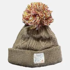 AMPERSAND ブラウン ポンポン付きニット帽 S