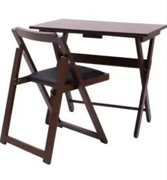 【新品】ヤマソロ 折りたたみ デスク チェア セット ダークブラウン