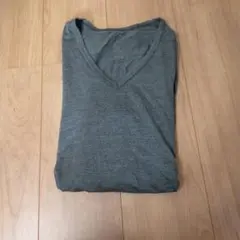 USED★ユニクロ★ヒートテック★L★グレー Vネック 長袖カットソー