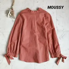 MOUSSY リネン混 ブラウス リボン ストライプ サイズ1 オレンジのサムネイル