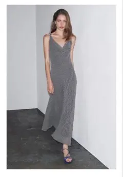 ZARA ドットミディ丈ワンピース　L 新品未使用