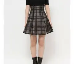 MERCURYDUO シアーチェックバックレースアップミニスカパン S