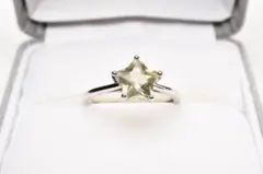 Silver925◇宝石質 リビアングラス　8x8mm　スター 星 指輪リング