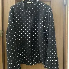 サマンサモスモス ドット柄スタンドネックメローブラウス