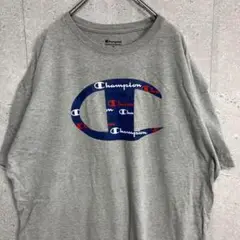 チャンピオン　ビックロゴプリント　グレー　オーバーサイズTシャツ2XL