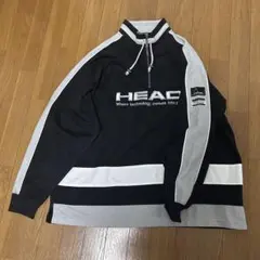 雀蜂 古着 サブカル HEAD ジャージ ハーフジップ ワンピース グレー 黒のサムネイル