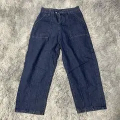 ワイドデニムパンツ ダークブルー