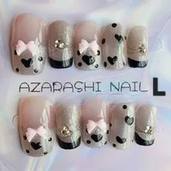 【L-461】ハート柄リボンꕤ︎︎シルバーマグネットꕤ︎︎Lサイズ