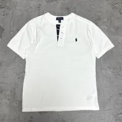 美品 ポロラルフローレン ヘンリーネック 半袖 カットソー 白 ポニー刺繍
