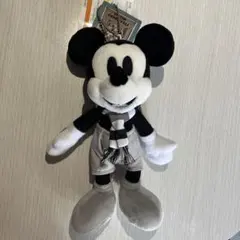 ミートミッキー　ぬいぐるみバッジ　蒸気船ウィリー　白黒レトロ　ディズニー