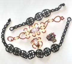 訳ありSALE ネックレスまとめ売り《h-5》ビーズ編みチェコ　アクリルビーズ