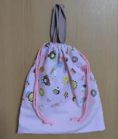 ハンドメイド　お着替え袋　体操着袋　動物柄　持ち手付き　巾着袋　③