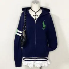 ラルフローレン ニット ジップパーカー ビッグポニー y2k 平成ギャル