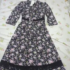 花柄 七分袖ワンピース Mサイズ