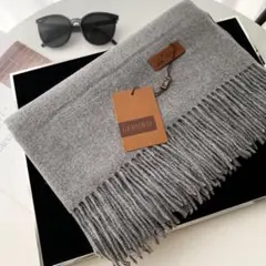マフラー グレー 大判 秋冬 レディース 防寒 カシミヤ ストール 無地