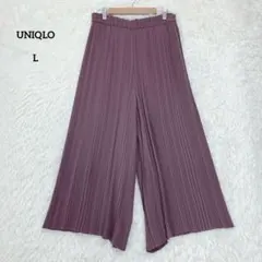 UNIQLO ユニクロ シフォンプリーツスカートパンツ L 裏地あり パープル