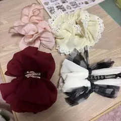 シュシュ 髪留め 4点