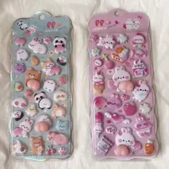 【訳あり品】シール 2枚セット ぷにぷに 立体 ぷっくり 動物 スイーツ 可愛い