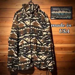 USA製　ホワイトシエラ　フリースジャケット　総柄　ジップアップ　M アウトドア