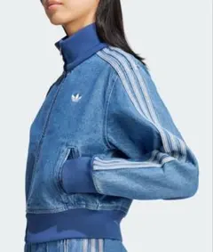 アディダス デニム ファイヤーバード トラックジャケット 紺青 ジャージ 女性L