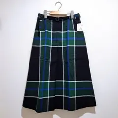 ◆未使用◆York land ヨークランド チェックスカート 黒×緑 綿 Mのサムネイル