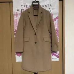 ベージュ ロングコート シングルボタン