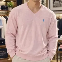 【新品・未使用】POLO　Vネック ニット セーター ロンT　ピンク　XXL