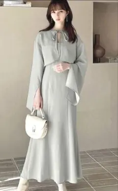 GRL グレー ニットワンピース Fサイズ ポレロ付き