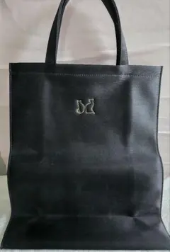 猫のロゴ刺繍 黒トートバッグ