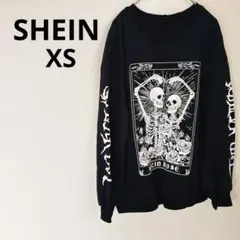 1点もの✨️SHEIN 【XS】スカルプリント ブラック トレーナー おしゃれ