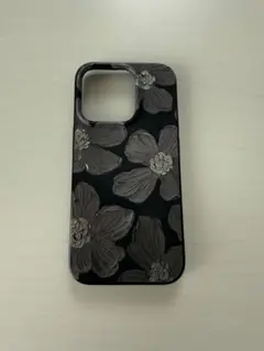 iPhone14pro スマホケース　花柄　ブラック