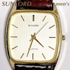 アンティーク.スクエア. 良品メンズ3月3日電池交換‼️SUNLORDクオーツ