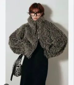 新品エシカESICAミックスシープファースタンドブルゾン アウター チャコール