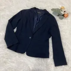 コムサイズム テーラードジャケット ネイビー シンプル 1B ショート丈（9）