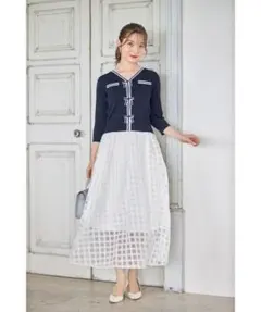 (新品タグ付未使用)tocco closet シアーチェックタックフレアスカート