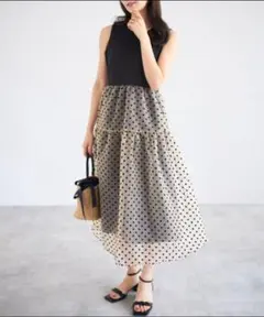 tocco closet ZOZO限定 ドットチュールドッキングワンピース