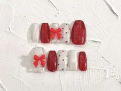 624.リボンネイル　ハート　マグネット　キラキラ　ガーリー　韓国　ワンホン