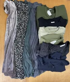 オリーブカーディガンとリブニットセット10点