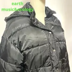 earth music&ecology/フード付きブラックダウンジャケット