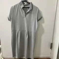 グレー ポロシャツスタイル 半袖ミニワンピース