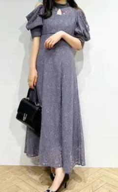 オープンショルダー ロングワンピース