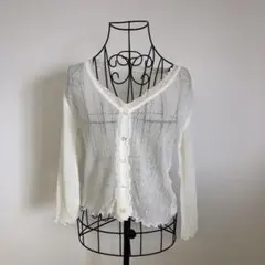 カーディガン　ショート丈　サマーカーディガン　フリルカーディガン　七分袖　⑧