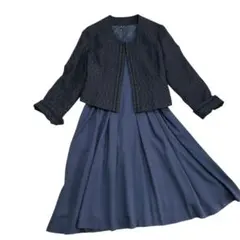 美品 ルイルエブティック ワンピーススーツ セレモニー ネイビー L