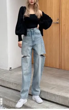 GRLスリットデニムワイドパンツ[cu420]