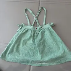 FAMILIAR 緑のチェック ノースリーブワンピース 100cm