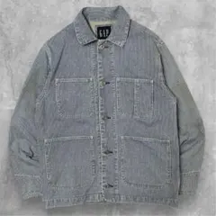 90s GAP カバーオール ヒッコリーストライプ ワークジャケット XS 古着