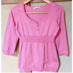 UNIQLO カシミヤ混 七分袖 Vネックニット